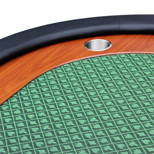 English Elm 96" Oval Poker Table Seats 10 with Speed Felt Surface Stainless Steel Cup Holders Green W2748S00051