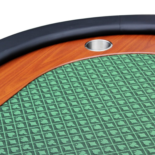 English Elm 96" Oval Poker Table Seats 10 with Speed Felt Surface Stainless Steel Cup Holders Green W2748S00051
