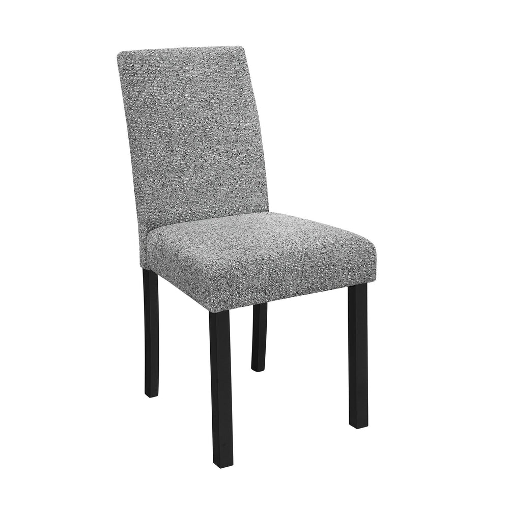 English Elm Sarang Faux Marble White & Black Dining Table with 4 Padded Grey Chairs — Solid Wood, Sturdy Build B201P359581