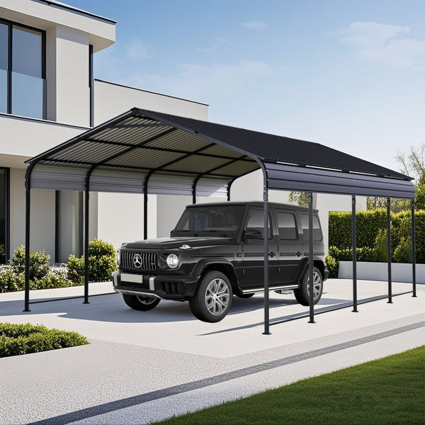 English Elm 12x20 Galvanized Steel Carport Heavy Duty Shelter for Vehicles with Powder Coated Roof W3213S00001