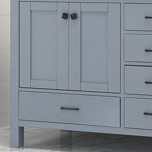 English Elm Christopher Knight Home® - 73'' Luxury Bathroom Vanity with Marble Top & Dual Ceramic Sinks, Freestanding 4-Door 3-Drawer Cabinet Grey N759S999017E