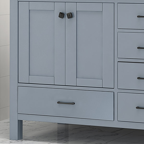 English Elm Christopher Knight Home® - 73'' Luxury Bathroom Vanity with Marble Top & Dual Ceramic Sinks, Freestanding 4-Door 3-Drawer Cabinet Grey N759S999017E