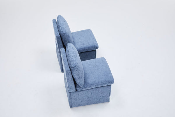 English Elm Linen Armless Dining Chair with Casters and Hidden Seat Storage, Smooth Mobility & Versatile Use Blue W2069P288876