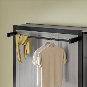 English Elm Twin Twin Murphy Bed with Metal Frame, Foldable 2-in-1 Space-Saving Design, Built-In Wardrobe, Shelves, Power Outlets and Durable Storage Solution Gray W1580S00148