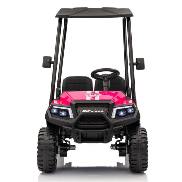 English Elm 24v Kids Electric Ride on Truck Four Seat All Wheel Drive Spring Suspension Sunshade Pink W1578P381257