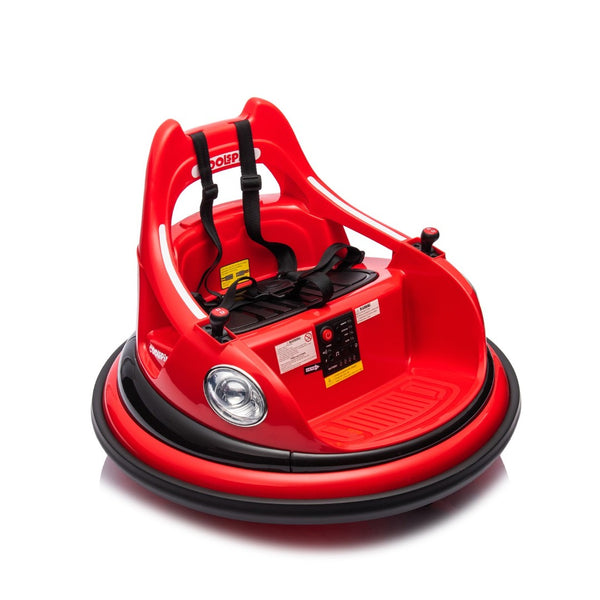 English Elm 12v Kids Ride on Bumper Car with 360 Spin Led Lights Bluetooth and Parental Remote Red W1578P198506
