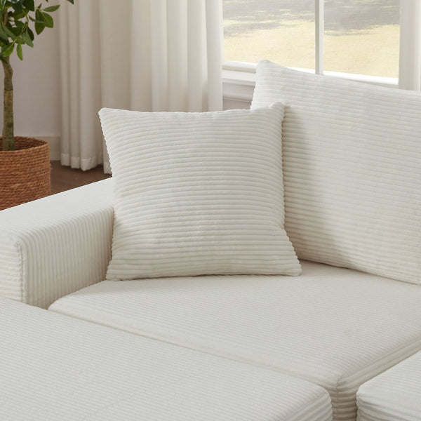 English Elm Modular Cloud Sectional Corduroy Sofa Deep Seat Comfort for Flexible Living Spaces White W3396P435274