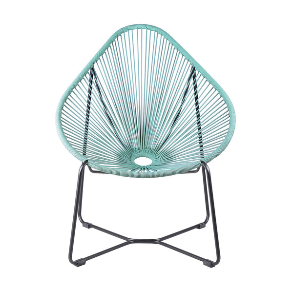 English Elm Lirren Steel Papasan Lounge Chair with Woven Rope Seat, Indoor/Outdoor Durable Design, No Assembly Required Green B2736P354307