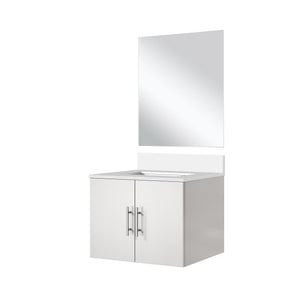 English Elm Glossy White Single Bath Vanity With Cultured Marble Top & Frameless Mirror - Perfect For Small Spaces! B2731S00748