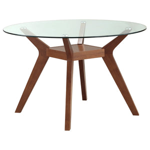 English Elm Flynn Round Tempered Glass Dining Set Seats Four with Tufted Leatherette Chairs B062S01801