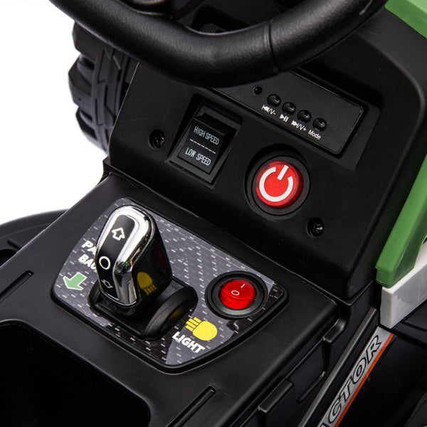 English Elm Ride on Electric Tractor Toy with Trailer 24v 400w Dual Motors Remote Control Led Emerald W1578P193905