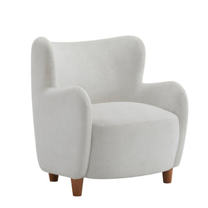 English Elm Christopher Knight Home® - Lucia Velvet Wingback Armchair with Pocket Spring Cushion, Mid-Century Birch Legs, Luxe Comfort White 31.5 L x 30.75 W x 30.5 H N776P205426W