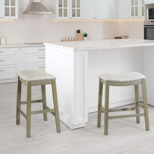 OSP Home Furnishings 24" Saddle Stool - Set of 2 Grey / Antique Grey