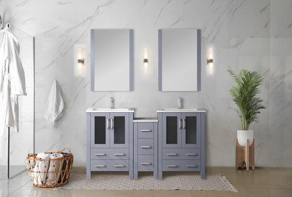 English Elm Dark Grey Double Bath Vanity Set With White Ceramic Top, Faucet, Ample Storage & Modern Design B2731S01167