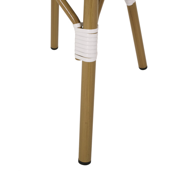 English Elm Christopher Knight Home® - Outdoor PE Ratten Aluminum French Bistro Chair Set of 2, Bamboo Print White & Black, Lightweight Rust-Resistant Elegance 69959.00BLK