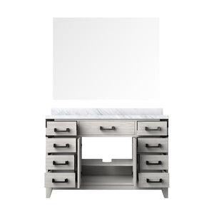 English Elm White Oak Single Bath Vanity Set With Carrara Marble Top & 46" Mirror - Timeless Elegance For Your Space B2731S01468-GIGA