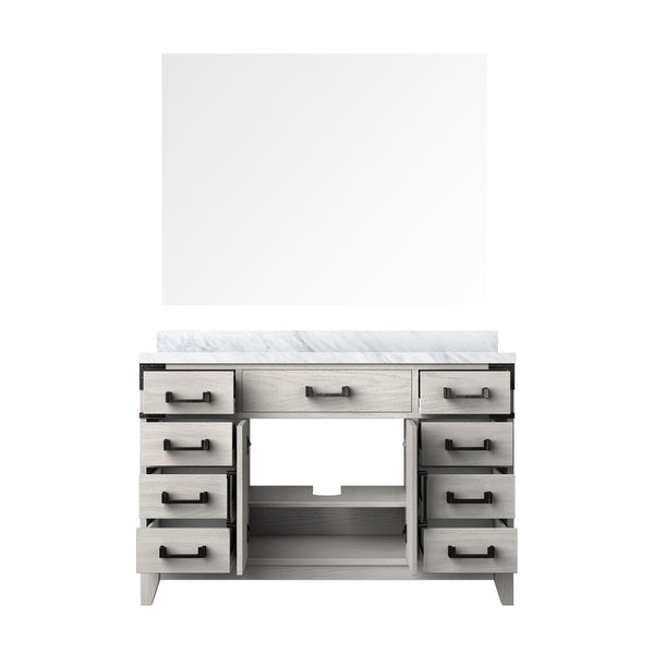 English Elm White Oak Single Bath Vanity Set With Carrara Marble Top & 46" Mirror - Timeless Elegance For Your Space B2731S01468-GIGA
