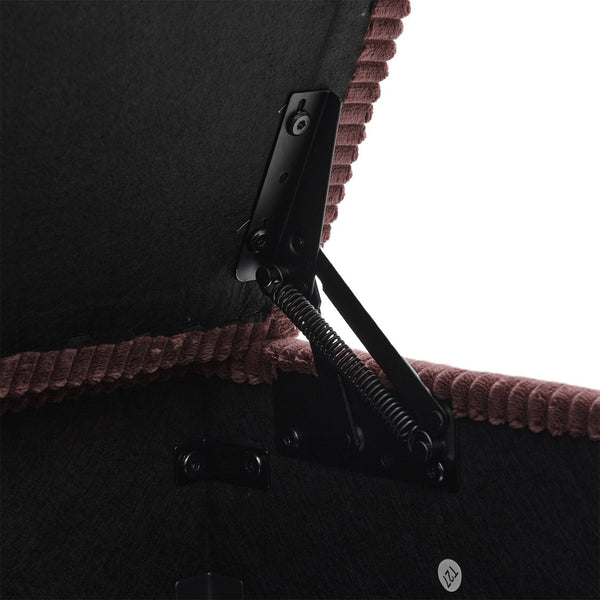 English Elm UNITED Corduroy L-Shaped Sectional Sofa with Storage Ottoman, USB Ports, Cup Holders & LED Lighting WINE RED W1568P332410