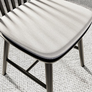 English Elm Farmhouse Solid Wood Kitchen Chairs Pair with Removable Cushions, Windsor Back, Mid-Century Charm Black+Grey T3833P366667