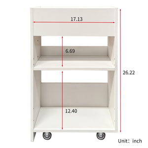 English Elm 3 Tier Rolling Bookcase with Pull Out Drawers Dustproof Door for Home Office Use W331P377340
