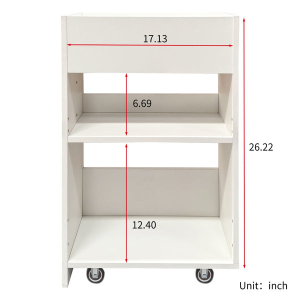 English Elm 3 Tier Rolling Bookcase with Pull Out Drawers Dustproof Door for Home Office Use W331P377340