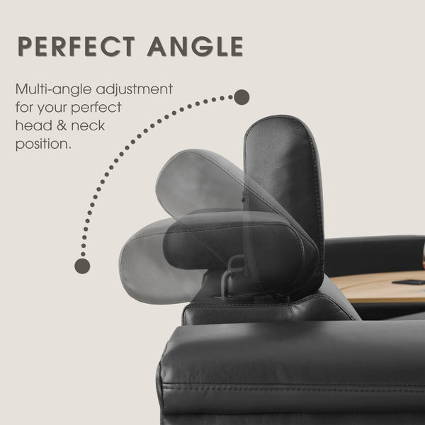 English Elm 5-seater Air Leather Power Reclining Sectional with Led Bluetooth Subwoofer and Lift Cabinet Black W1191S00121