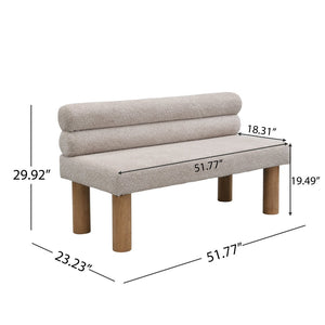 English Elm Upholstered Dining and Entryway Bench with Rubberwood Legs Padded Seat 300 Lb Capacity Light Grey,Natural N779P371712E