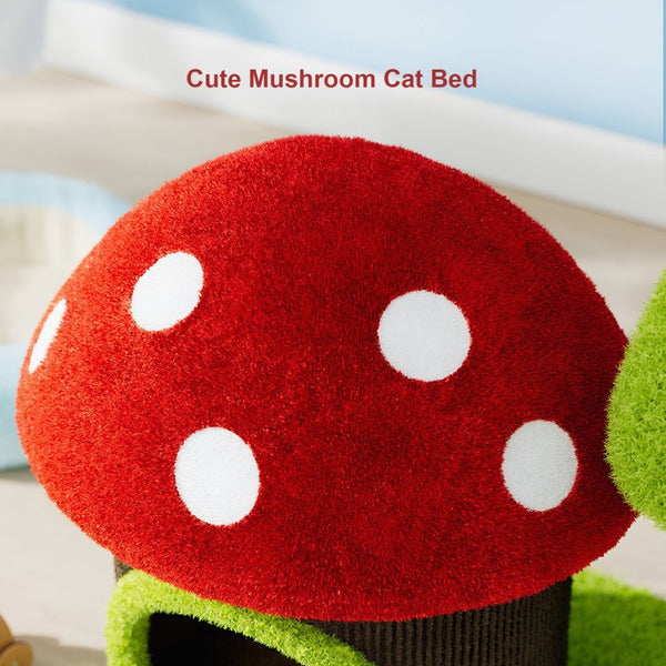 English Elm 30.7" Mushroom Cat Tree Tower Sisal Scratching Posts Multi-level Perch for Apartments W3101P445945
