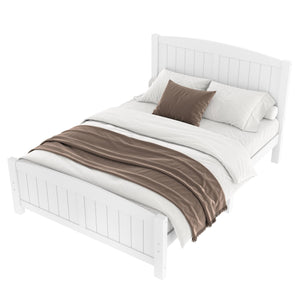 English Elm Full Metal Loft Bed with Sturdy Frame, Easy-Climb Ladder, Guardrails & Underbed Storage Space Light White W1580P374310