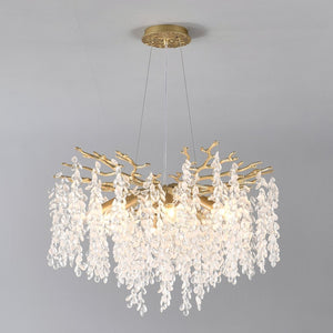 English Elm 8-light Gold Farmhouse Chandelier Seeded Glass Shades for Dining Room or Kitchen W5008P466526