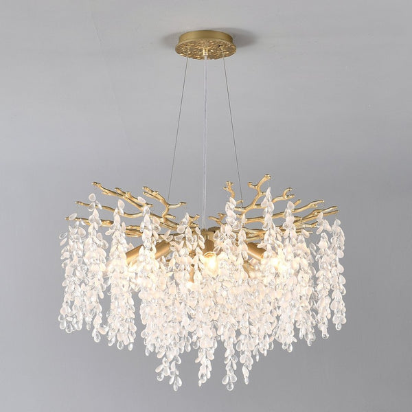English Elm 8-light Gold Farmhouse Chandelier Seeded Glass Shades for Dining Room or Kitchen W5008P466526