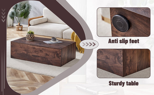 English Elm 39.3*23.6*12 Walnut Grain Mdf Low Profile Coffee Table for Modern Living Rooms W1151P433604