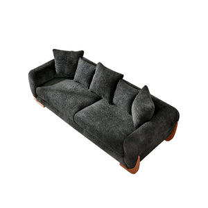 English Elm Modern 3-Seater Sofa with Wooden Legs, Lambswool Cushions & Sturdy Frame for Stylish Living Spaces Black W2817P271192