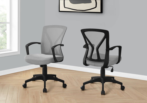 English Elm Office Mid-Back Chair Grey Mesh Ergonomic Swivel with Padded Extra-Wide Seat, Adjustable Tilt Lockability B2710P219707