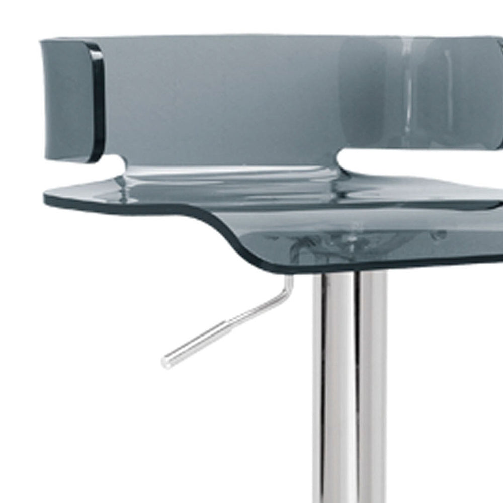 English Elm Rania Gray Acrylic Swivel Bar Stool Adjustable Height 22–31" Low Back Metal Chrome Base, 220lb Capacity B2726P287361