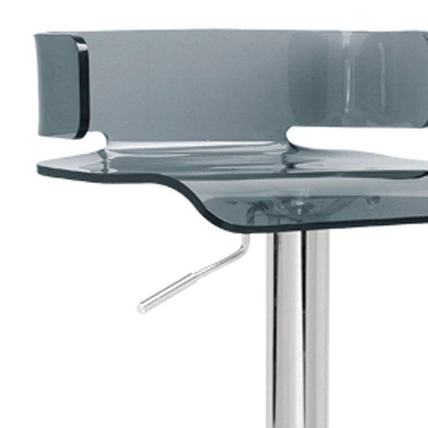 English Elm Rania Gray Acrylic Swivel Bar Stool Adjustable Height 22–31" Low Back Metal Chrome Base, 220lb Capacity B2726P287361