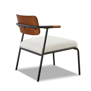 English Elm Jennifer Taylor Home - Kelvin Cream Upholstered Accent Arm Chair with Black Metal Frame, Mid-Back, Compact Comfort B2719P328582