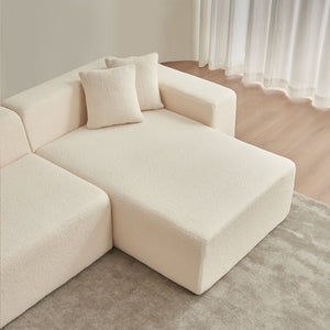 English Elm Modular Sectional Couch - Cozy Lambswool Upholstered L-Shape Sofa With Chaise For Modern Living Spaces W1765S00084