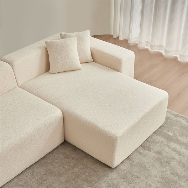 English Elm Modular Sectional Couch - Cozy Lambswool Upholstered L-Shape Sofa With Chaise For Modern Living Spaces W1765S00084