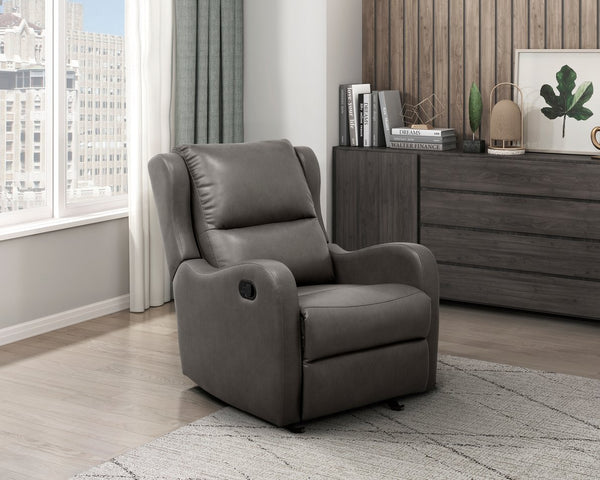 English Elm Gray Faux Leather Glider Recliner Chair – Smooth Gentle Motion, Pull-Tab Recline, Compact Comfort Seat B011P207536