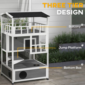 English Elm PawHut Farmhouse Hidden Cat Litter Box End Table with Magnetic Doors, Wide Storage & Side Shelf Light Gray W2225P229412