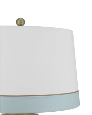 Currey & Company Kora Blue Table Lamp - Elegant White & Pale Blue Stripes, Brass Accents For A Modern Touch Blue Porcelain 6000-1026-currey-company