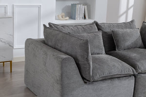 English Elm 74.8" Oversized Modular Cloud Sofa Deep Seat Cotton Linen Upholstered Living Room Couch Antique Grey W2530P458025