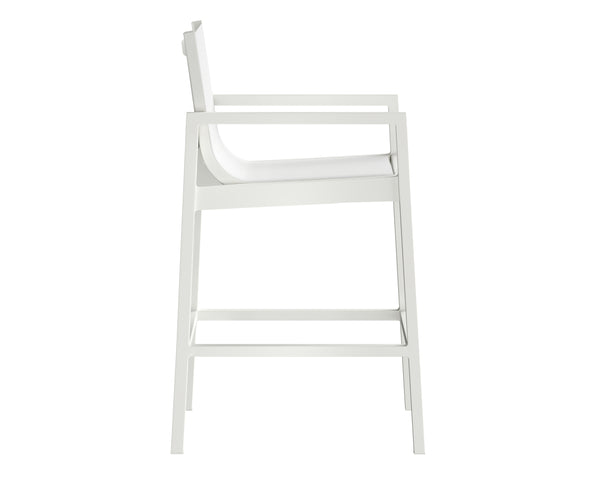 Sunpan Merano Barstool - Modern Aluminum Frame with Breathable Mesh Back for Stylish Comfort and Durability White