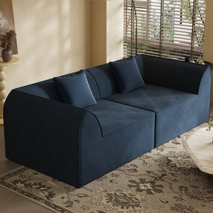 English Elm Compressed Memory Foam Sofa 2-Seater Lounger Daybed with Rectangular Pillow, Space-Saving Expandable Comfort Blue W3670S00006