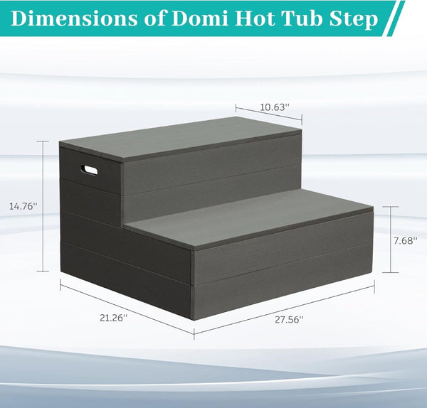 English Elm Hot Tub Aluminum Spa Steps with Wpc Wood Grain Treads and Side Handles 600lb Rated W1859P427405