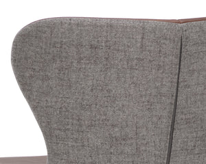 Sunpan Arabella Mid-Century Modern Bar Stool with Clamshell Tufting and Stylish Black Steel Legs Bravo Cognac / November Grey