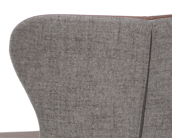 Sunpan Arabella Mid-Century Modern Bar Stool with Clamshell Tufting and Stylish Black Steel Legs Bravo Cognac / November Grey