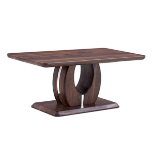 English Elm Modern Walnut MDF Rectangular Coffee Table with Dark Brown Grain Sticker, Silver Trim, Ergonomic Height W1151P230544