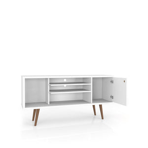 English Elm Liberty 53" Mid-Century Modern Tv Stand In Natural & White - Stylish Storage For Living Rooms B365P398327